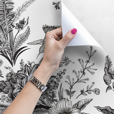 Papier peint Jardin noir et blanc