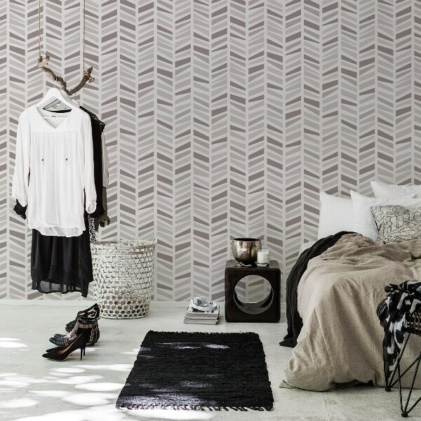 Tapisserie murale Motif ethnique gris