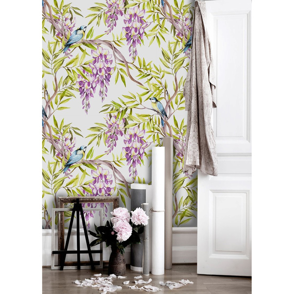 Papier peint Un jardin plein de mésanges