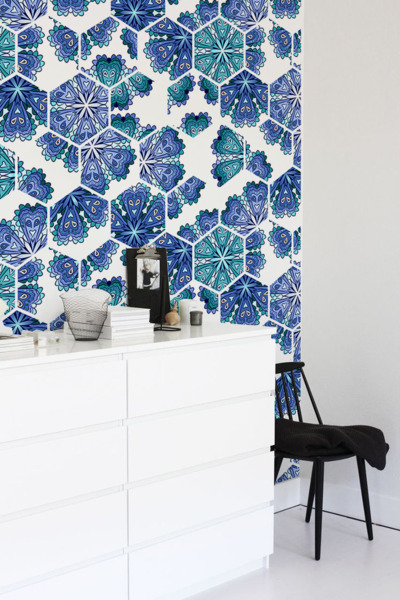 Tapisserie murale Azulejos hexagonaux