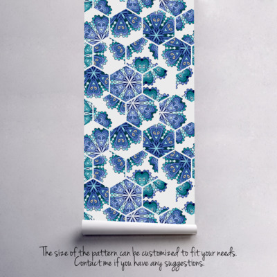 Tapisserie murale Azulejos hexagonaux