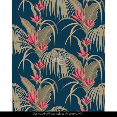 Papier peint Repose parmi les fleurs rouges