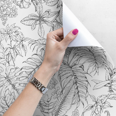 Papier peint Croquis de végétation tropicale luxuriante