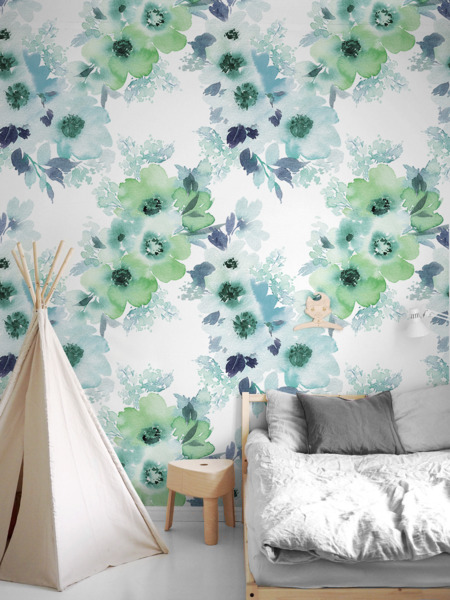 Papier peint adhésif Fleurs à l'aquarelle