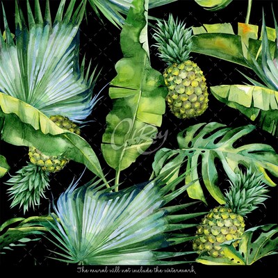 Papier peint adhésif Jungle d'ananas