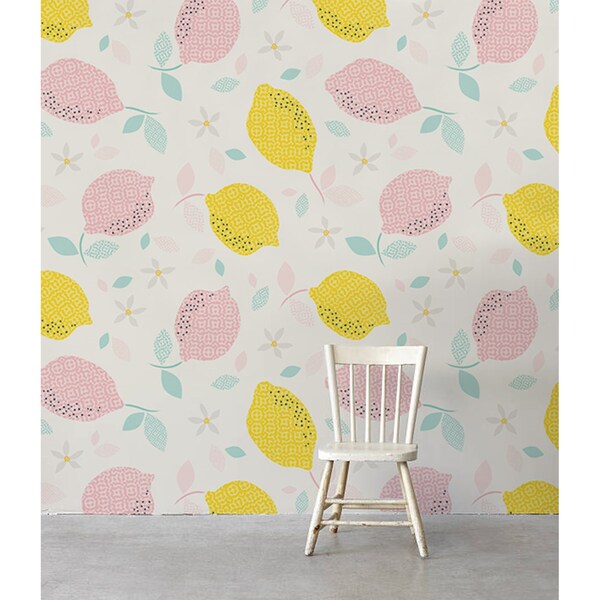 Tapisserie murale Citrons abstraits en fleurs