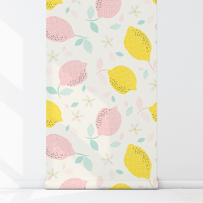Tapisserie murale Citrons abstraits en fleurs