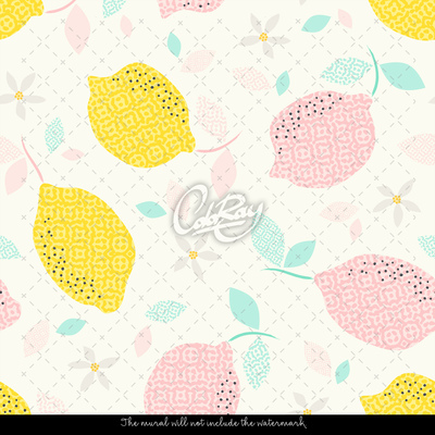 Tapisserie murale Citrons abstraits en fleurs