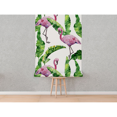 Papier peint Flamants roses cachés dans les feuilles