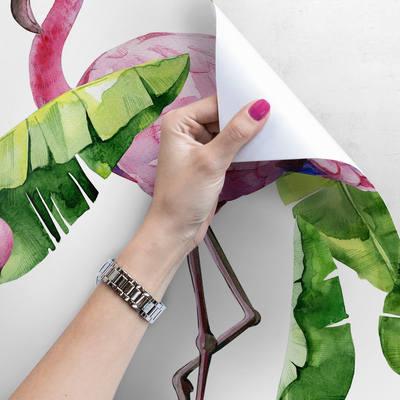 Papier peint Flamants roses cachés dans les feuilles