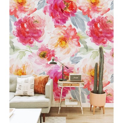 Papier peint Jardin de pivoines romantiques