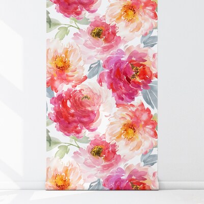 Papier peint Jardin de pivoines romantiques