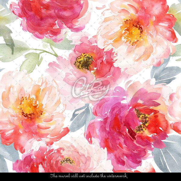 Papier peint Jardin de pivoines romantiques