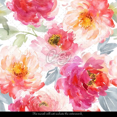 Papier peint Jardin de pivoines romantiques