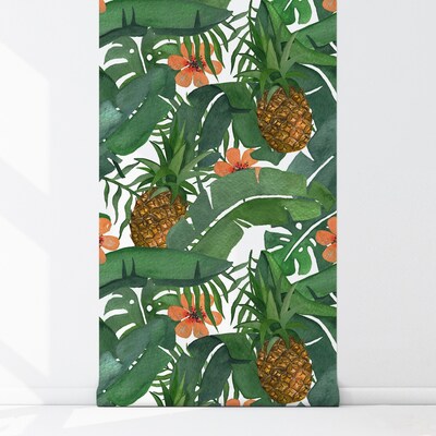 Tapisserie murale Ananas cachés dans les feuilles