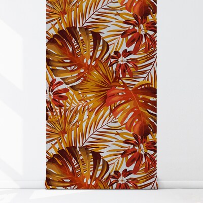 Papier peint adhésif Feuilles de Monstera Flamme