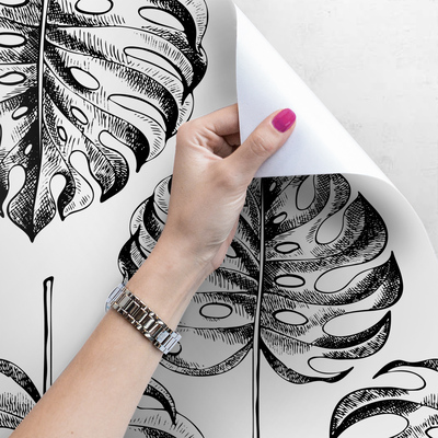 Tapisserie murale Monstera noir qui fuit