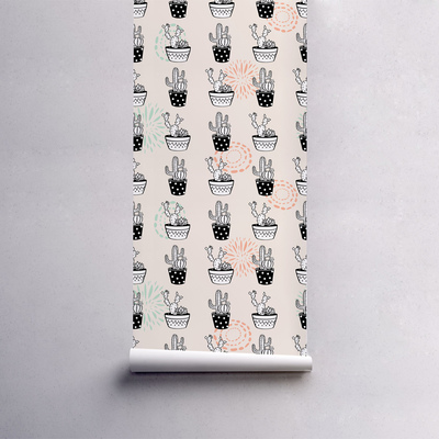 Papier peint adhésif Cactus joyeux en pots