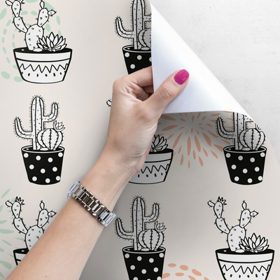 Papier peint adhésif Cactus joyeux en pots