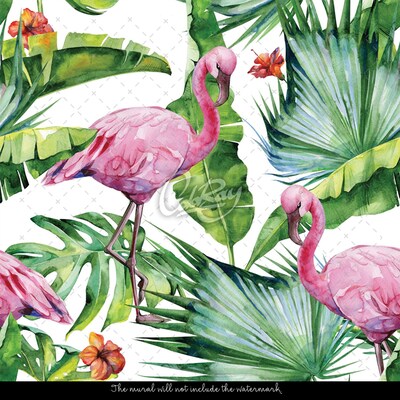 Tapisserie murale Flamant rose sous les tropiques