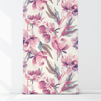 Papier peint adhésif Fleurs romantiques lilas