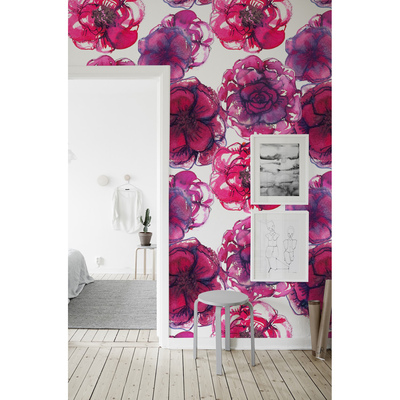 Papier peint Roses rouges à l'aquarelle