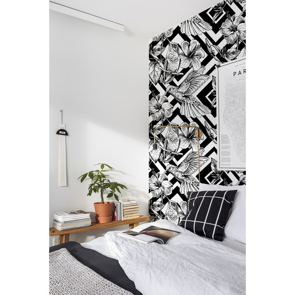 Papier peint adhésif Colibris parmi les hibiscus