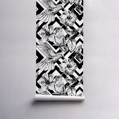 Papier peint adhésif Colibris parmi les hibiscus