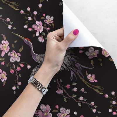 Papier peint adhésif Aigrettes chinoises en fleurs