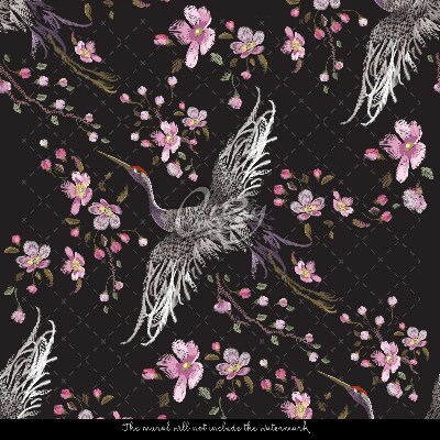 Papier peint adhésif Aigrettes chinoises en fleurs
