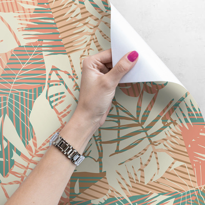 Tapisserie murale Feuilles pastel beiges