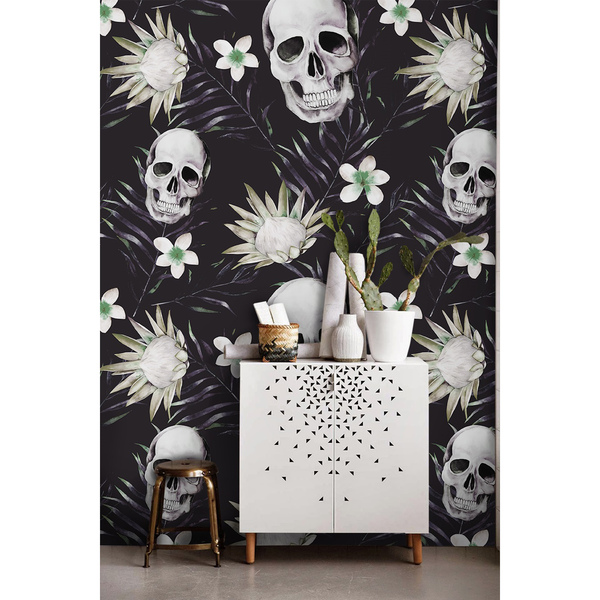 Papier peint Avec des fleurs sur leurs visages
