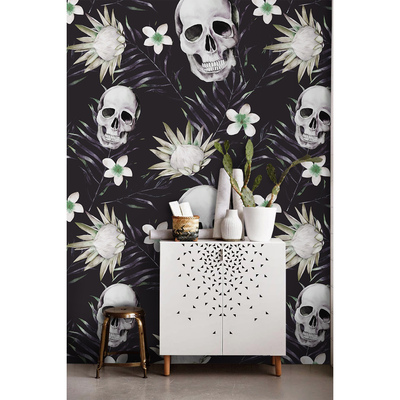 Papier peint Avec des fleurs sur leurs visages