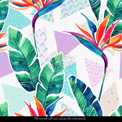 Tapisserie murale Jungle aux couleurs bohèmes