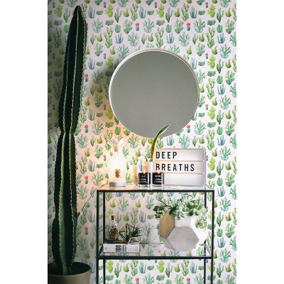 Papier peint Petits cactus sur fond blanc