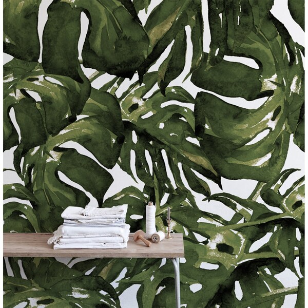 Papier peint adhésif Monstera peint avec de la peinture