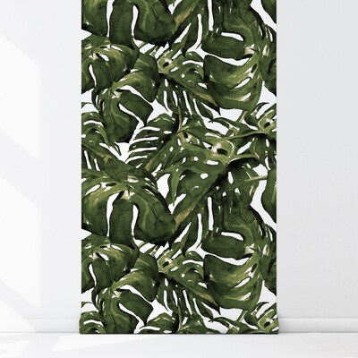 Papier peint adhésif Monstera peint avec de la peinture