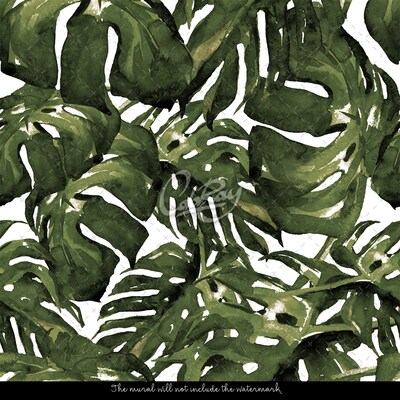 Papier peint adhésif Monstera peint avec de la peinture