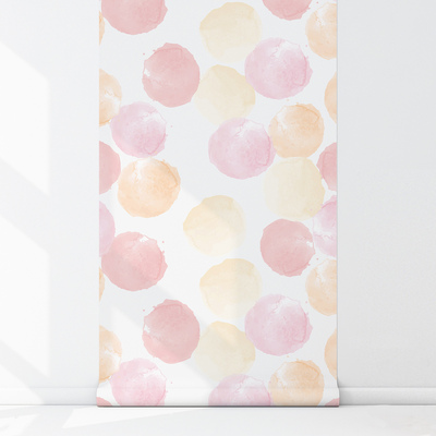 Tapisserie murale Gros pois roses