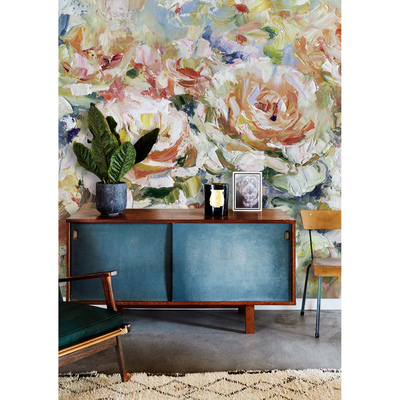 Tapisserie murale Roses peintes romantiques