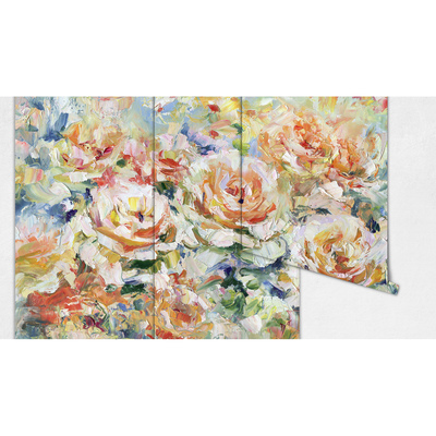 Tapisserie murale Roses peintes romantiques