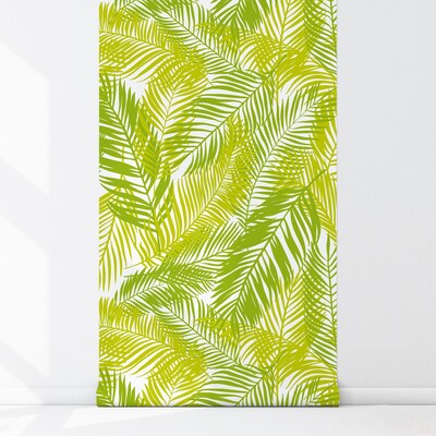 Papier peint Feuilles de palmier céladon