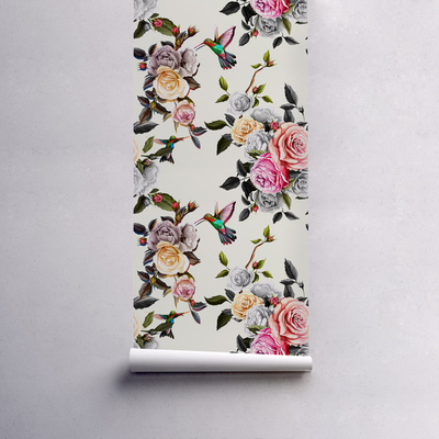 Papier peint panoramique Colibris magiques dans le jardin