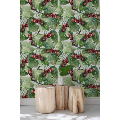 Tapisserie panoramique Verger de cerisiers luxuriant