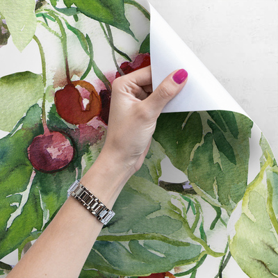 Tapisserie panoramique Verger de cerisiers luxuriant