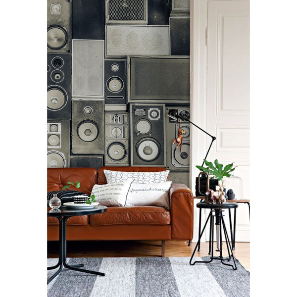Papier peint Les sons de la musique et des haut-parleurs sur le mur