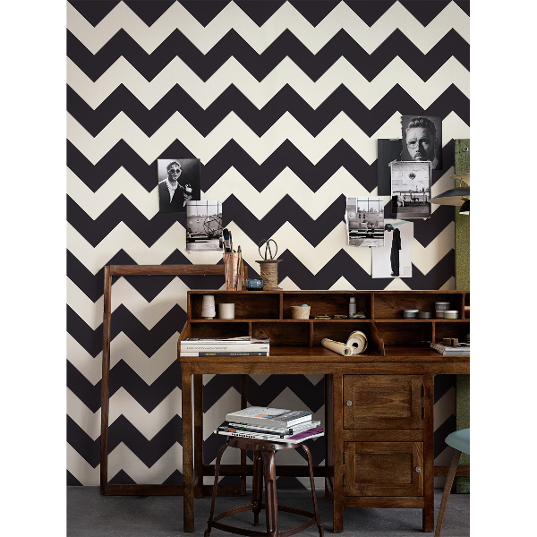 Papier peint panoramique Zigzags noirs et blancs