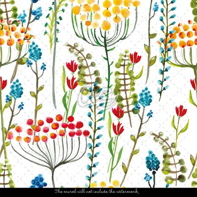 Papier peint adhésif Fleurs sauvages multicolores