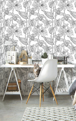 Tapisserie murale Croquis de fleurs de printemps