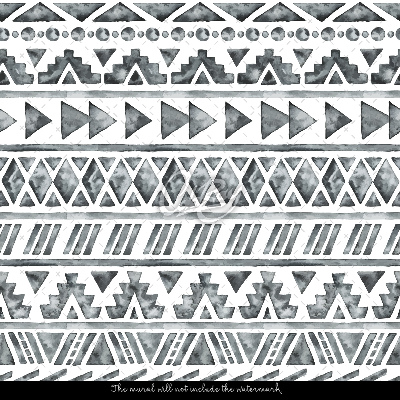 Papier peint Motifs ethniques gris et blancs